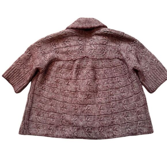 Loft Ann Taylor Alpaca Wool Blend Cardigan Women’s L Open Front Plum - Picture 2 of 12